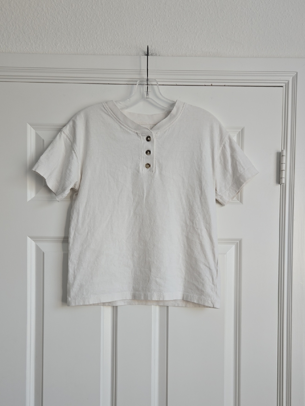 Madewell Cream Henley Short Sleeve Tee